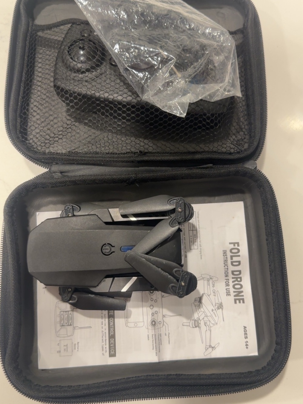 Foldable Black Drone with Remote Controller